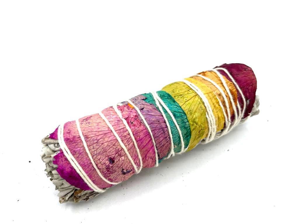 Sage Smudge Stick 7 Chakras Rose Petals 10cm