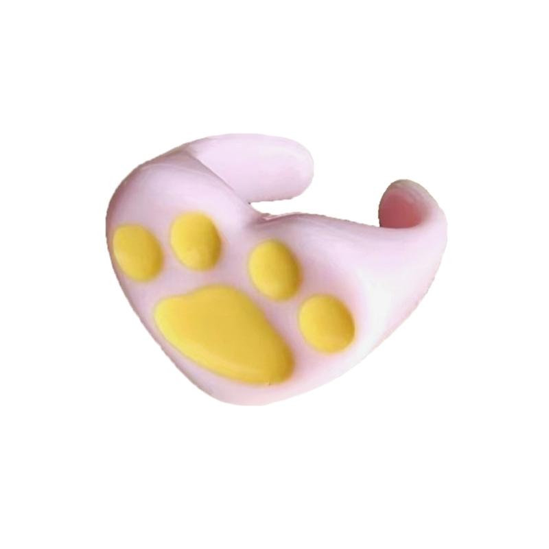 

Resin Bear Paw Rings Casual Outfits Heart Open Rings Fashion Adjustable Finger Rings Personality Bear Paw Joint Rings