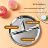 304 Stainless Steel Three-Compartment Lunch Plate for Students - Round Plate for Meals and Fruits