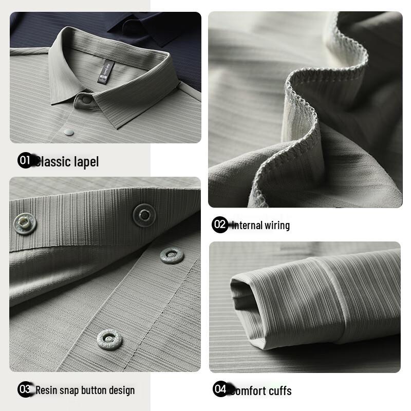 SHANSHAN Men's Long-Sleeve Micro-Brushed Polo Shirt
