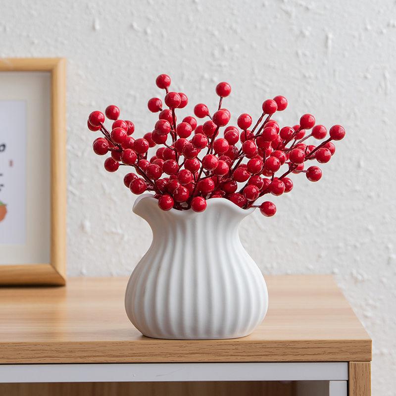 10/20pcs Artificial Berry Fake Flowers Christmas New Year Decor Xmas Tree Ornaments Foam Flower Bouquet DIY Desktop Decoration