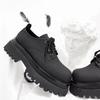 Fashion Round Toe Lace-Up Derby Shoes Women/men 2025 Spring New Casual Black Heightening Leather Shoes Platform Microfiber Leather Shoes