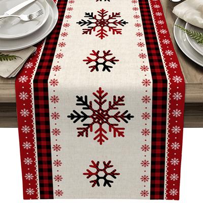 1PC Polyester Neujahr 2024 Tischläufer Weihnachtstuch Geschenke Weihnachtsdekoration Tbale Tuch