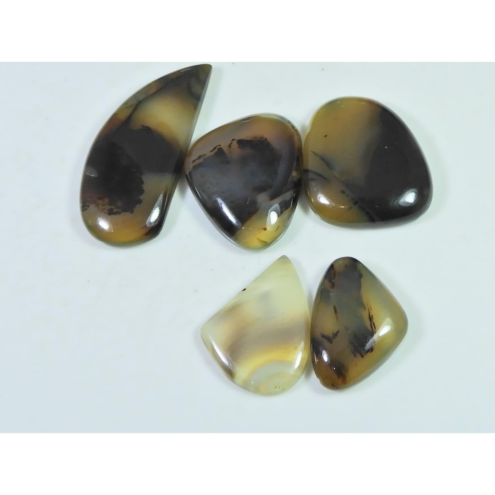 

05Pcs Natural Montana Agate Fancy Cabochon Loose Gemstone 120Cts. Lot C-491