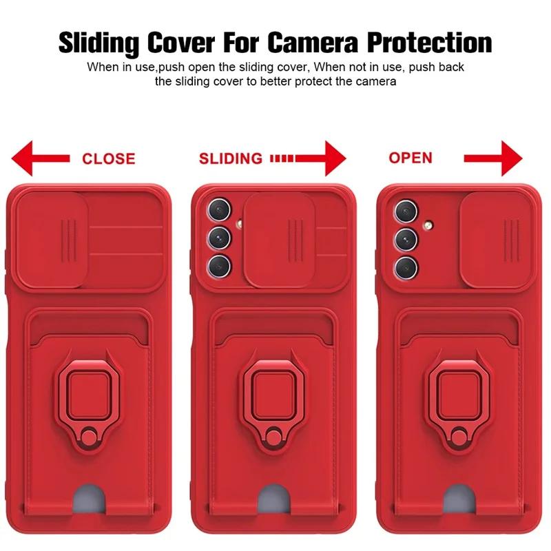 Ring Holder Card Slot Case For Samsung Galaxy A55 A54 A34 A24 A14 A35 A25 A15 A73 A53 A33 A23 A13 A72 A52 A32 A22 A71 A51 Cover