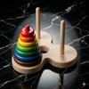 Tower of Hanoi (Rainbow Version) - Japan Good Toy Award Winner - Wooden Toy - Educational Toy - Versatile Toy Enjoyable for Babies and Seniors Alike -