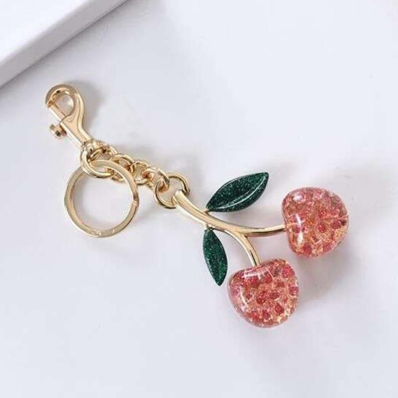 Stylish Cherry Pendnat Keychain Bag Charm Eye Catching Cherry Keychain Accessory Fashionable Hangings Decoration