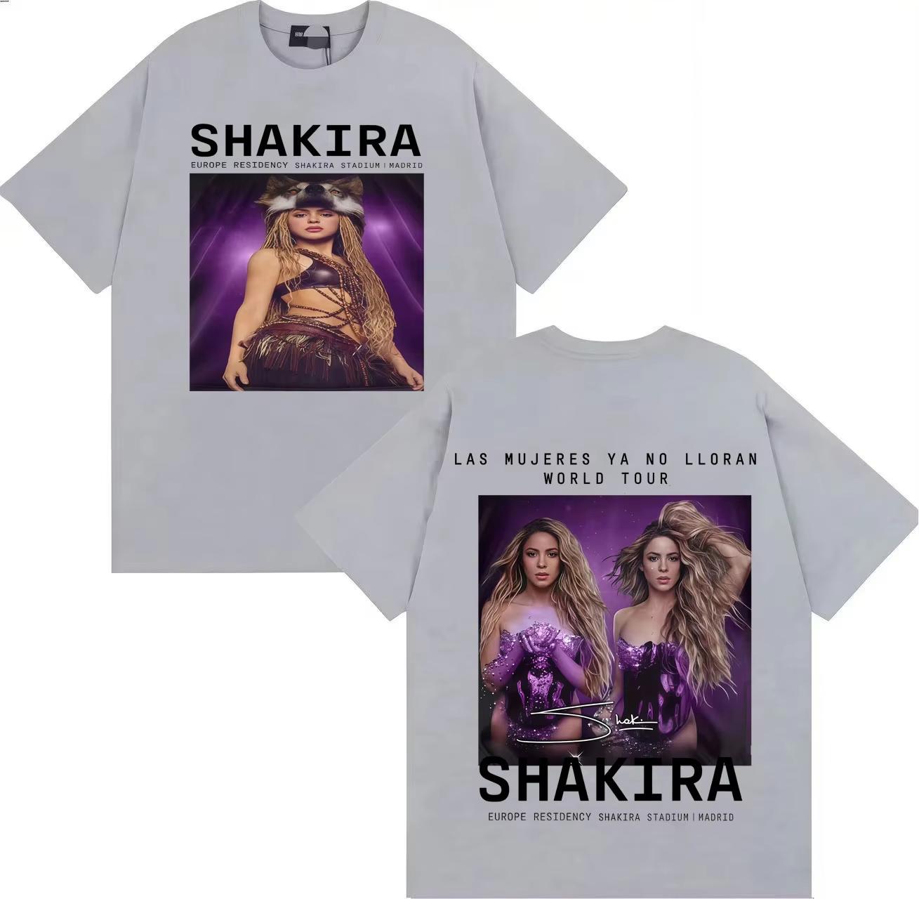 

Singer Shakira Las Mujeres Ya No Lloran Double Sided Print 2026 Tshirts Unisexs Fashion Tee Retro pure cotton Comfort Tee Shirts 4XL