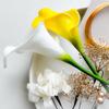 Yellow Calla Lily, White, Coming-of-Age Ceremony, Hair Ornament, Dried Flowers, Mizuhiki (decorative cord), Gold Leaf, Japanese Traditional Clothing,