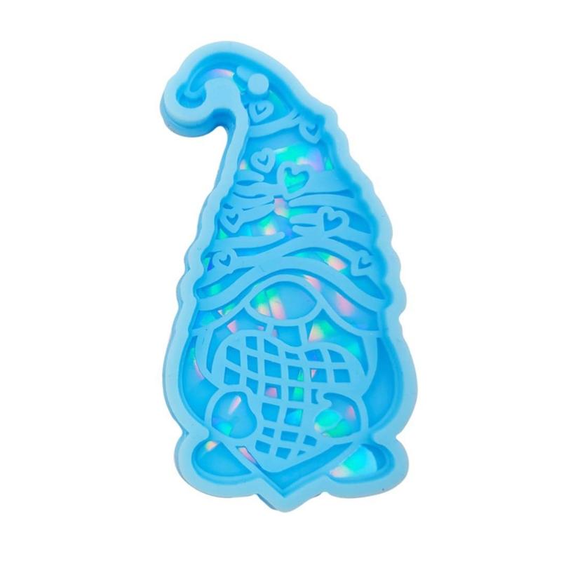 Holographic Resin Molds with Hole Christmas Gnome Pendant Silicone Mold for DIY Keychains Pendants Jewelry Resin Craft