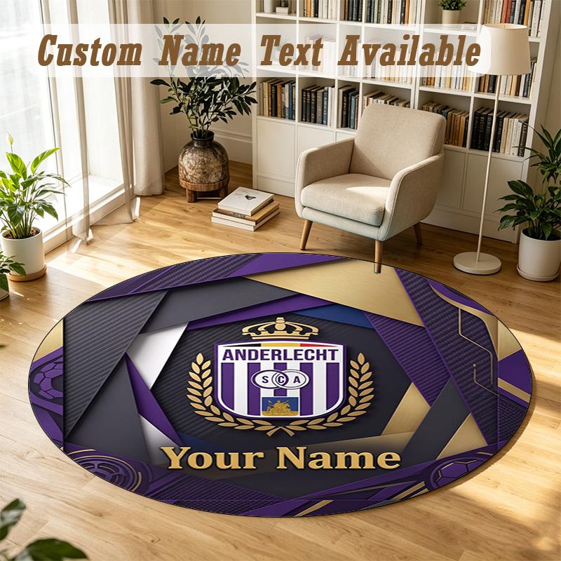 Round Rug Custom NameAnderlecht FC Pattern Non Slip Carpet Home Floor Decor