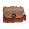 Shoulder Bag Madison 16 Camellia Turnlock Signature Logo Charm Color Blocking Calfskin and Leather Small Square Crossbody Women's Brown