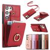 Custodia Borsa a Tracolla con Porta Carte per Samsung Galaxy S26 Ultra S25 FE S24 S23 Plus A07 A17 A26 A16 con Supporto ad Anello per Dita