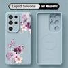 Colorful Peony Floral Case For Samsung Galaxy S26 S25 Ultra S24 Plus S23 S22 Ultra Magnetic For Magsafe Liquid Silicone Cover