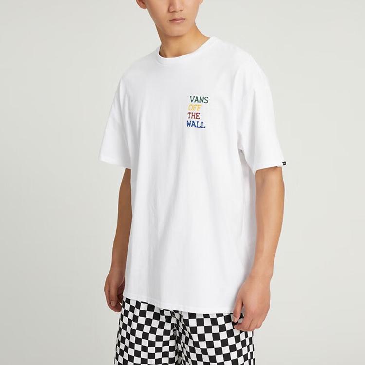 Vans Letter Pattern Printed Crew Neck Short Sleeve T-Shirt Men Tops White VN0008Z9WHT