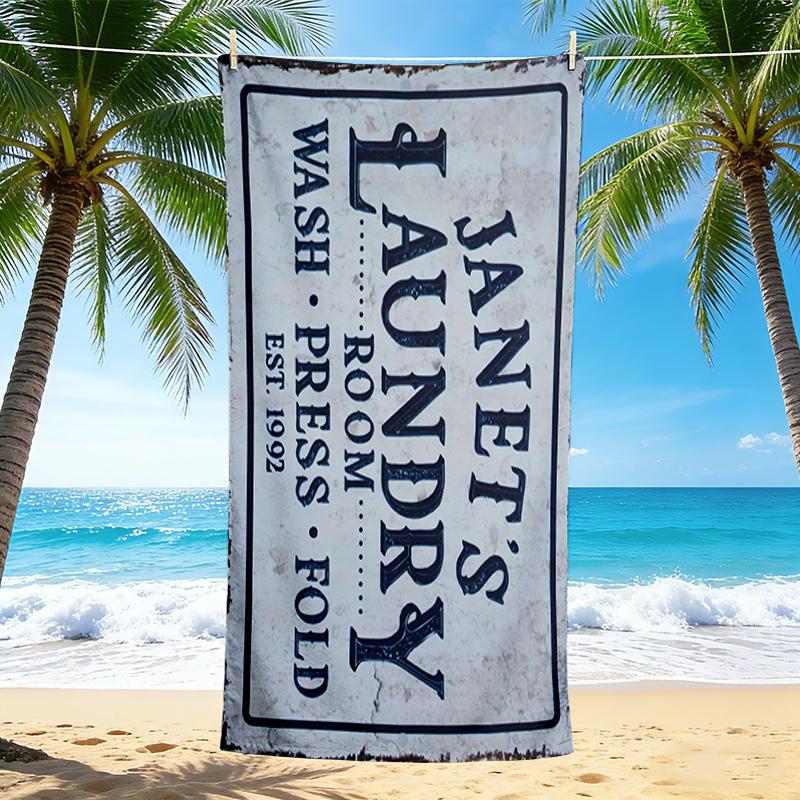 1Pc Janet'S Laundry Service Beach Towel, Quick Dry, Multi-Use for Beach Pool Gym Yoga Home Travel, Christmas, Halloween, Xmas Gift M928847