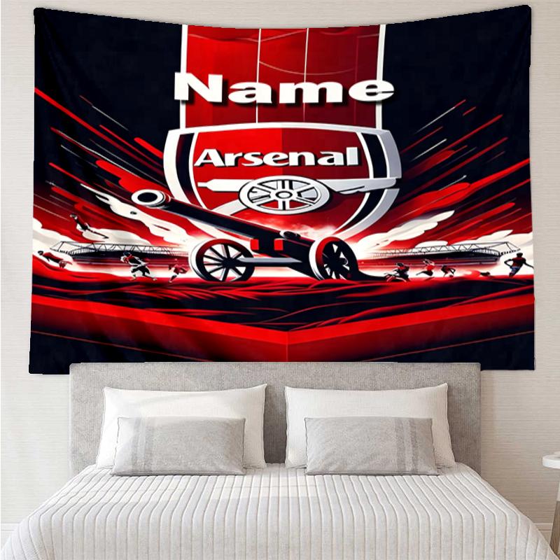 Custom Name Arsenal F.C Print Tapestry, Backdrop, Easy Setup, Ideal for Bedroom, Office & Living Room, with Aesthetic Wall Hanging Decor.