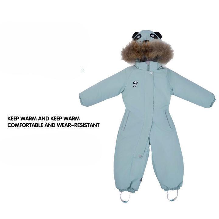 Kids Ski Suit Girls Boys One Piece Snow Suit Waterproof Windproof Winter Outdoor Overalls Snowboarding Ski Suits Children Hooded Insulated Jumpsuit