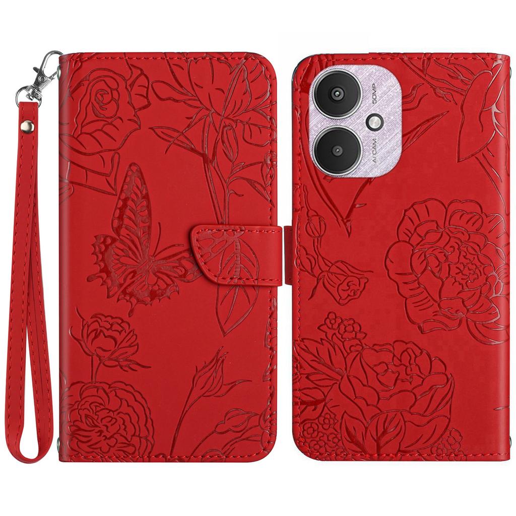 HT03 For Xiaomi Redmi 13C 4G/5G/13R 5G/Poco M6 5G/Poco C65 4G Wallet Leather Case with Hand Strap