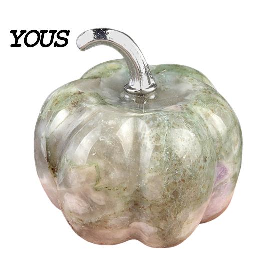 Transparent Crystal Pumpkin Charms Natural Carved Charm, Mini Gemstone Pendant Desktop Autumn Table Centerpieces for Jewelry DIY Making, Halloween