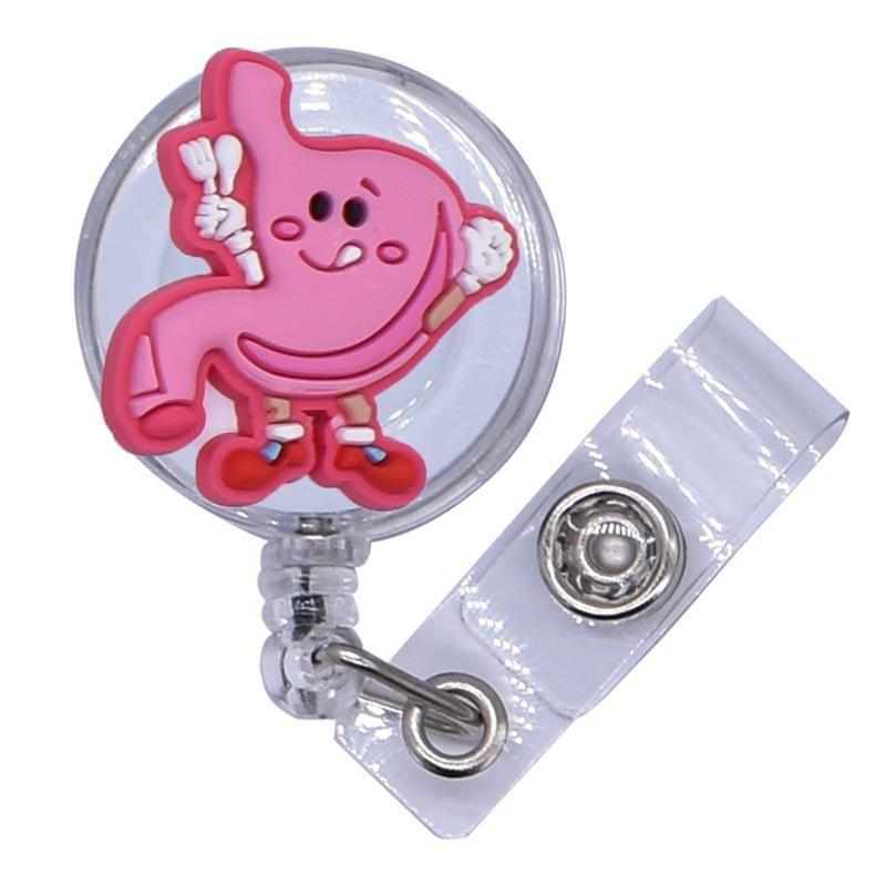 Fivela retrátil médica dos desenhos animados médico enfermeira licença de trabalho cordão criativo fácil de puxar fivela certificado marca nome