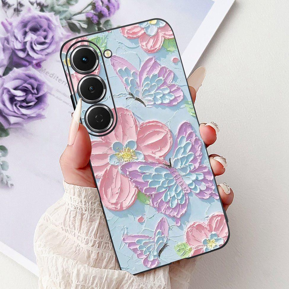 Casing For Tecno Spark 40Pro KM6 Cover For Techno Spark 40 Pro Case Silicone Luxury Butterfly Love Fashion Flowers Cool Painted