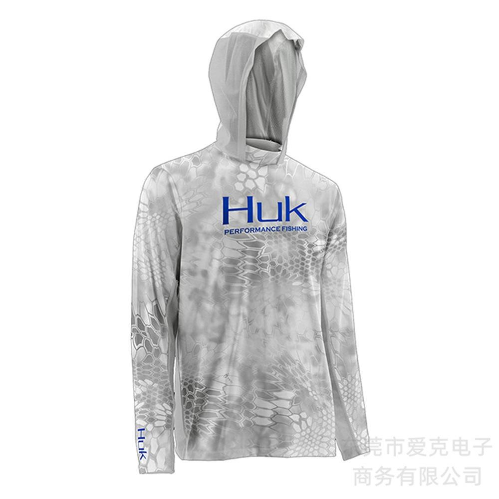 HUK Fishing Shirt Hooded Long Sleeve T-Shirt Men's Sunscreen Fishing Suit Outdoor Sports Luya Fishing Suit Quick Drying Breathable