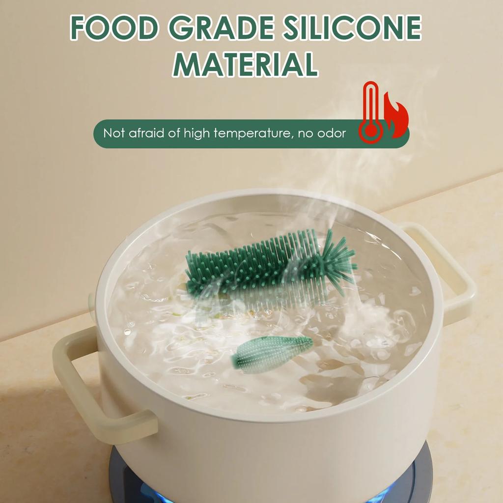 3 In 1 Silicone Baby Bottle Brush Cup Cleaning Set Straw Scrubber Newborn Milk Bottle Brush Portable Glass Cup Washing Tool