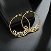 Atoztide Personalized 50mm Custom Name Earrings For Women Stainless Steel Heart Crown High Quality Weddings Party Jewelry Gift