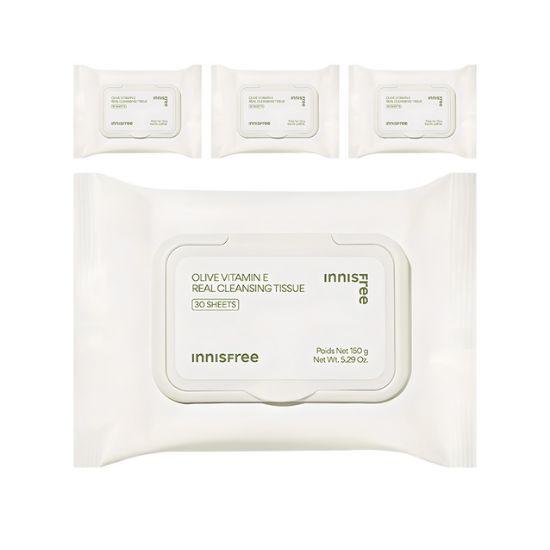 Innisfree Olive Cleansing Tissues Makeup Remover & Hydrating 30 Sheets x 4 Packs