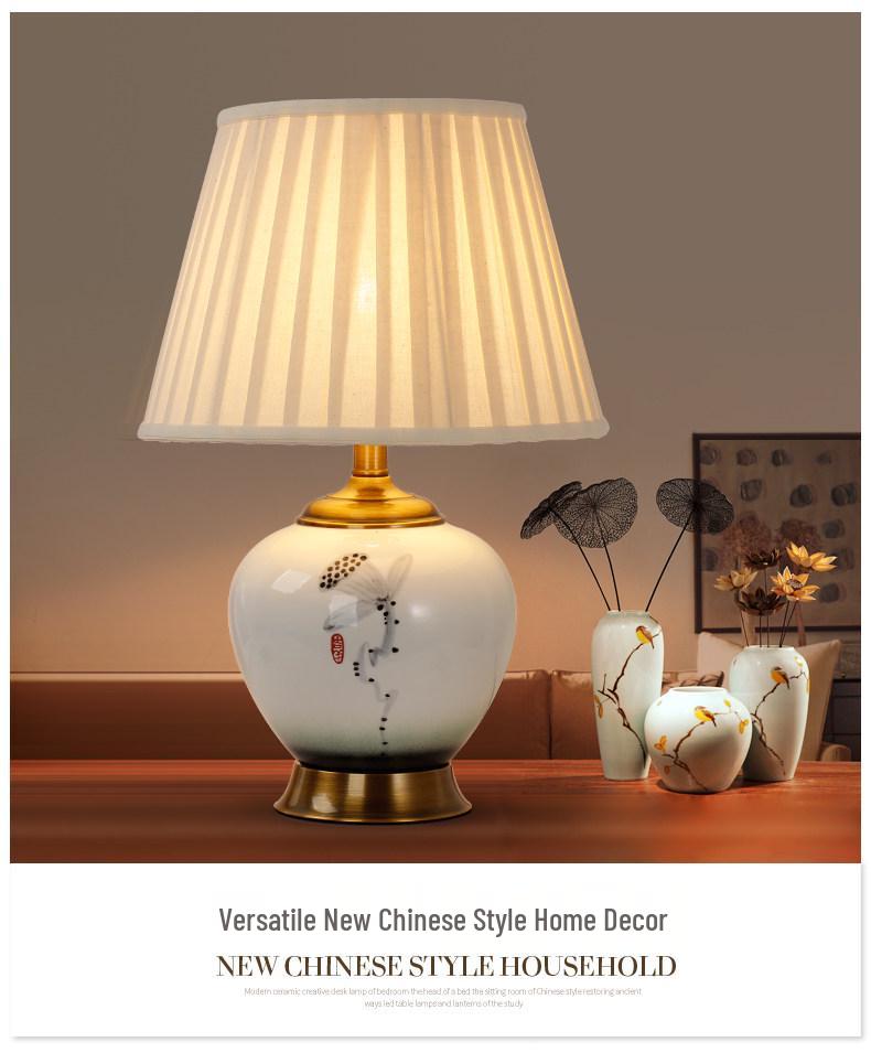 Hand-Painted Chinese Ceramic Table Lamp - Retro Warm Style for Living Room or Bedroom