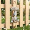 Farmhouse Outdoor Welcome Sign, Entryway 2D Wooden Hanging Gnomes Bells for Garden Porch Gate Decors, Holiday Housewarmings Gift