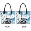  Watercolor Raccoon Print Tote Bag Casual Large Capacity Shoulder Handbag for Daily Use