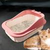 Cat Cats Litter Pan Sand Box Open Air Pets Tray Low Profile with Rim Kitty Kitten Es