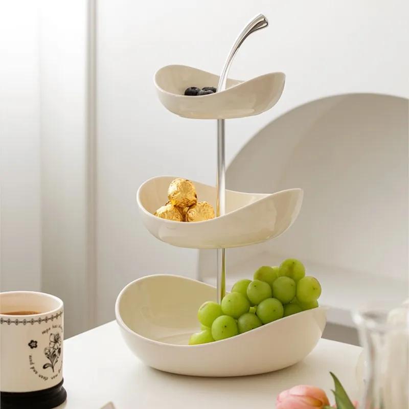 Πιατέλα Φρούτων Σαλόνι Σπιτιού Διακοσμητικά Τραπεζάκι Καφέ Πιατέλα για Καραμέλες Τοποθετημένος Δίσκος Σνακ Πολυεπίπεδη Υψηλής Ποιότητας Πιατέλα Φρούτων