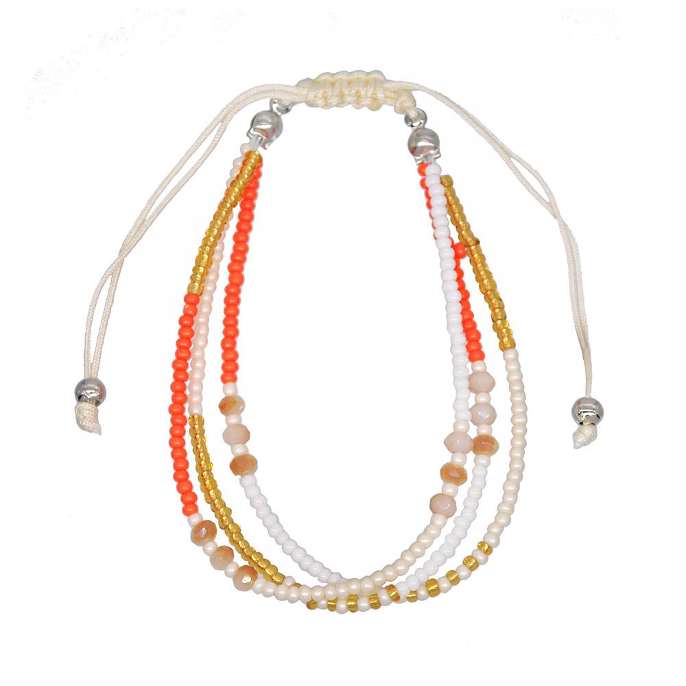 Bohemian Holiday Colorful Crystal Beaded Woven Bracelet for Women