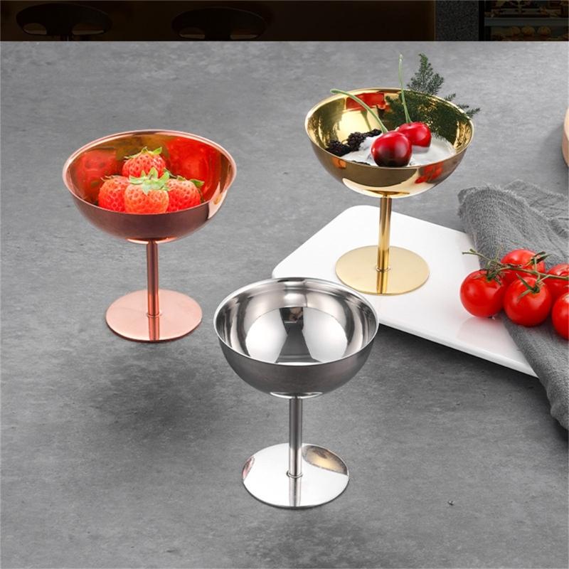 Footed Metal Serving Cup for Fruit Presentation and Party Table Use, Stemmed Bowl Cup for Home Gathering Display