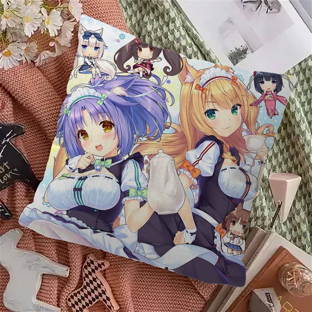 Anime Nekopara Pillow Cushion Cover Pillowcase Living Room Sofa Home Decor Customized