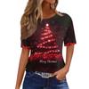 Women's Fashionable Casual Short Sleeve Christmas Print Round Neck Pullover Top