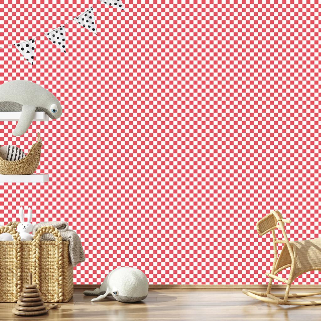 Checkerboard Wallpaper Coral, Soft Forms for Living Room and Bedroom 50x1000