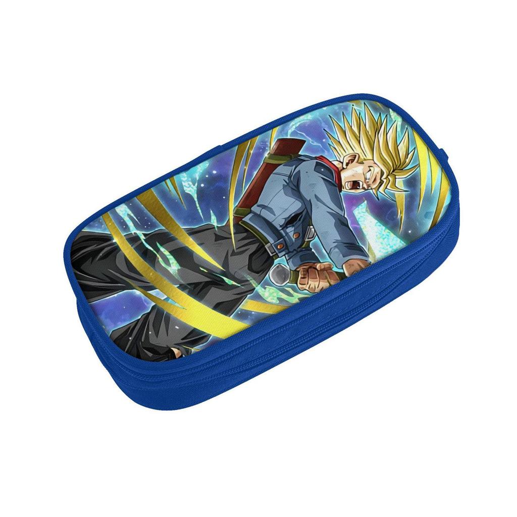 Dragon Ball Blue Double-Layer Pencil Case for Students, Goku Merchandise, Large Capacity, Wear-Resistant.