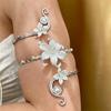 Elegant Vintage Hollow Out Flower Bracelet Adjustable Open Floral Bangle for Women Cocktail Party Jewelry Gift