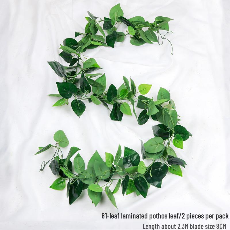 Rattan Faux Green Leaves & Vines - Decorative Plastic Flower Vines for Water Pipes & Air Conditioning Cover
