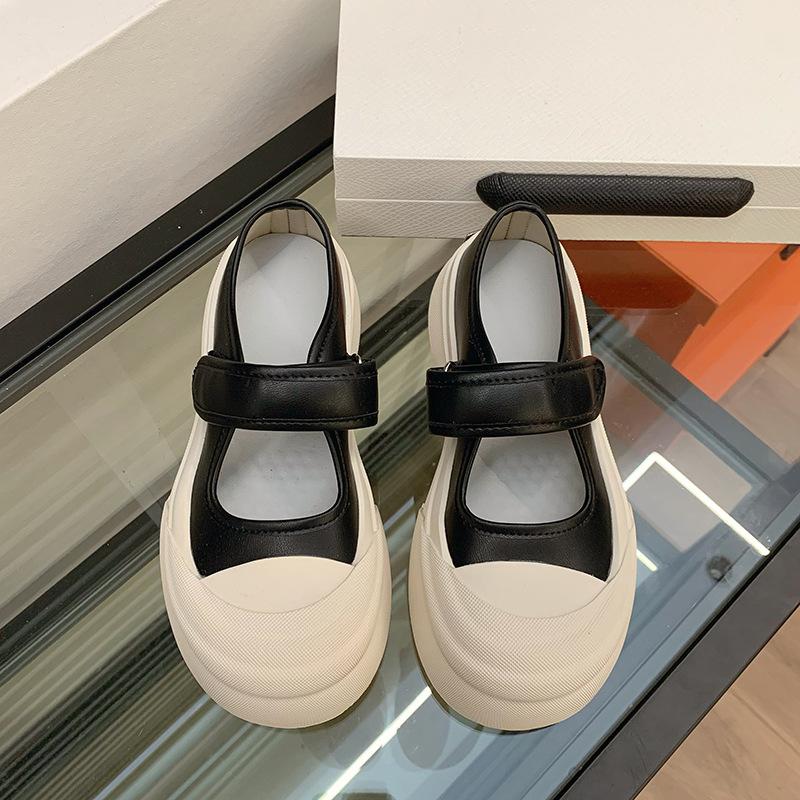 Xiaoxiangfeng Mary Jane's New Summer Velcro White Platform Shoes