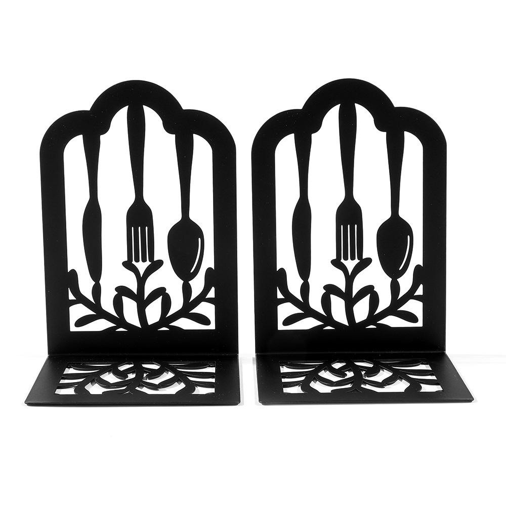 Retro Simple Cutlery Graphics Book Stand - Hollowed-out Bookshelf for Students