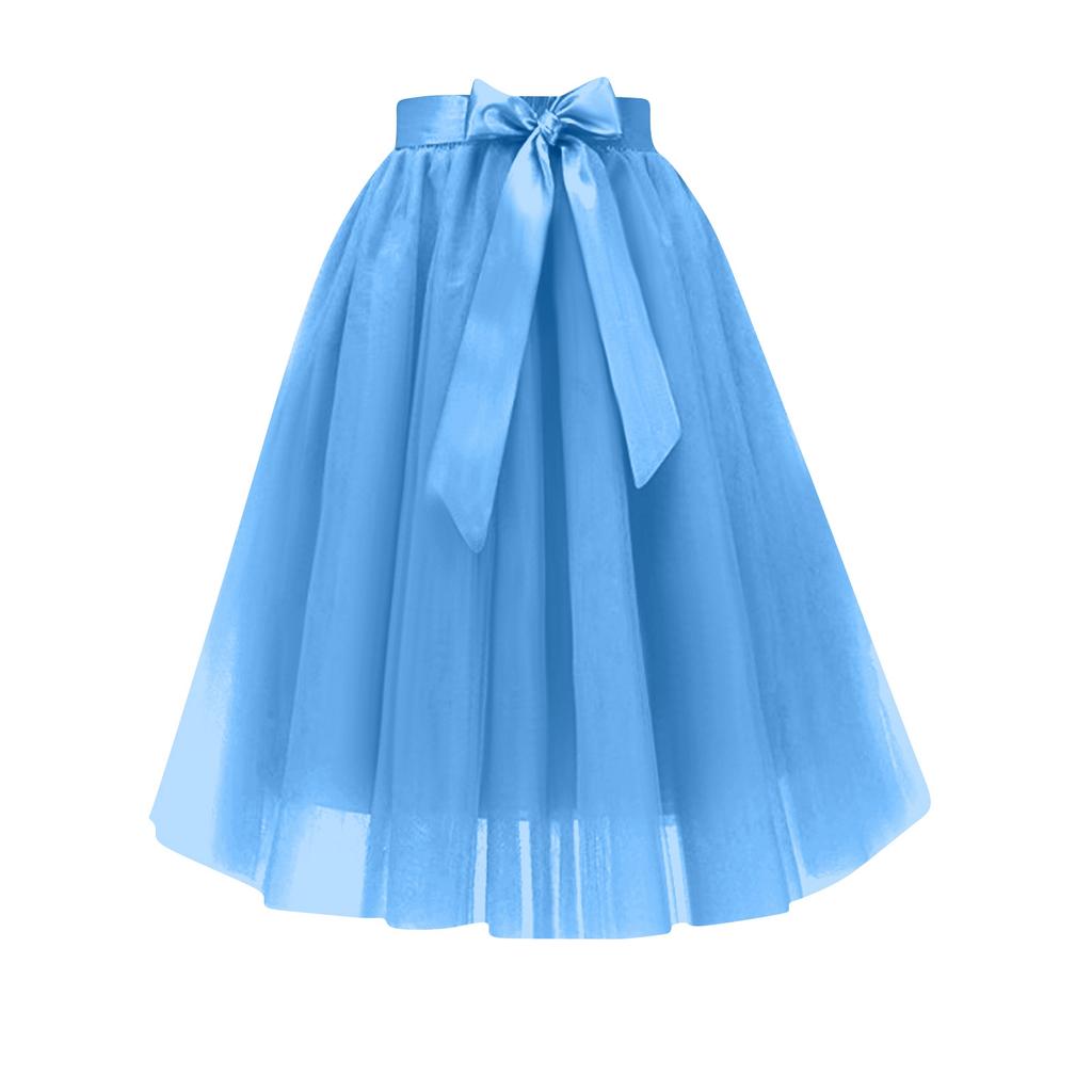 Women's Fashion Color Half Length Skirt Chiffon Skirt A -Layer Mesh Puff Skirt Evening Party Skirt Formal Ball Skirt
