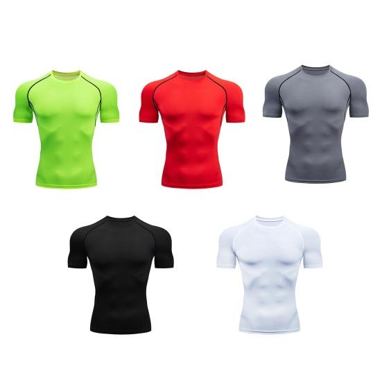 Herren Fitness Muskelshirt Rundhals Eng Anliegend Sportliches T-Shirt Atmungsaktives Formendes T-Shirt