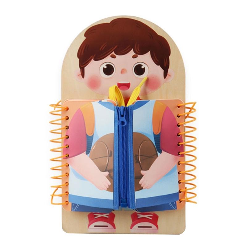 Early Learning Dressing Trainer Hands on Wooden Dressing Practice Board For Clothing Practice Motor Skills Development 1