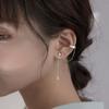 Fashion Simple Sliver Color Long Chain Tassel Ear Clip Earrings for Women Girls Without Piercing Ear Cuff Earrings Zircon Party