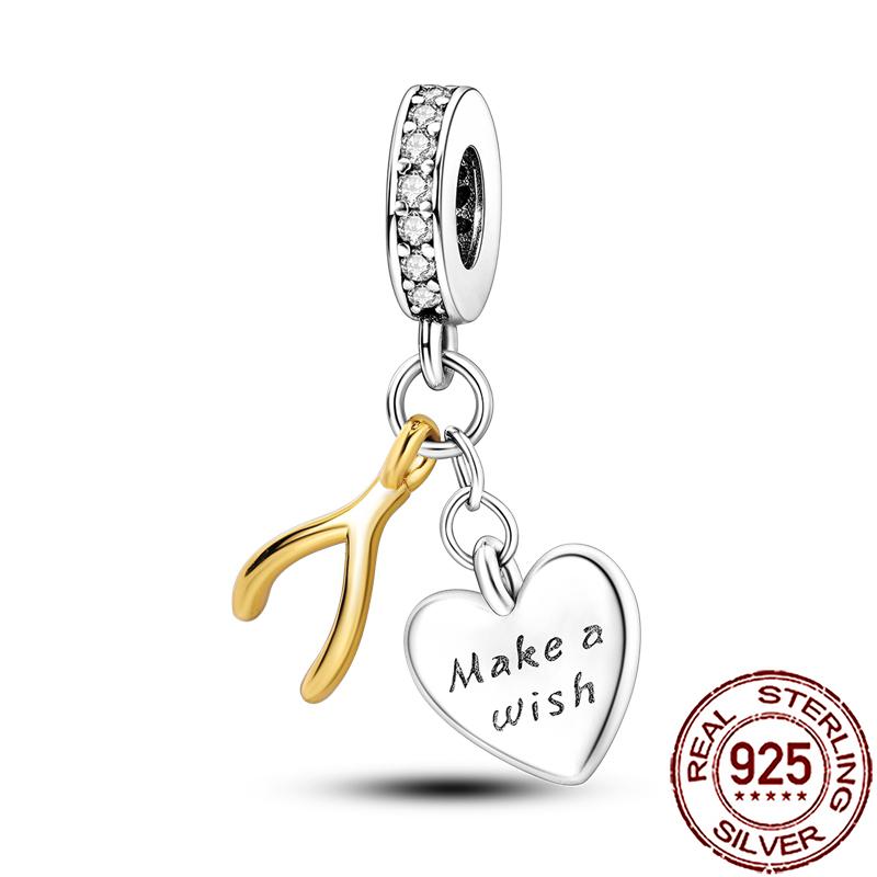 Charms Copper Lucky Horseshoe Clover Dreamcatcher Feather Dangle Beads Fit Bracelet Necklace Women Diy Jewelry